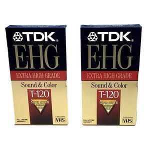 Lot of 2 TDK EGH Extra High Grade T-120 Blank VHS Tapes Sealed